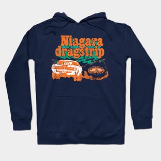 Vintage Niagara Dragstrip - Distressed burnout look - Orange print Hoodie